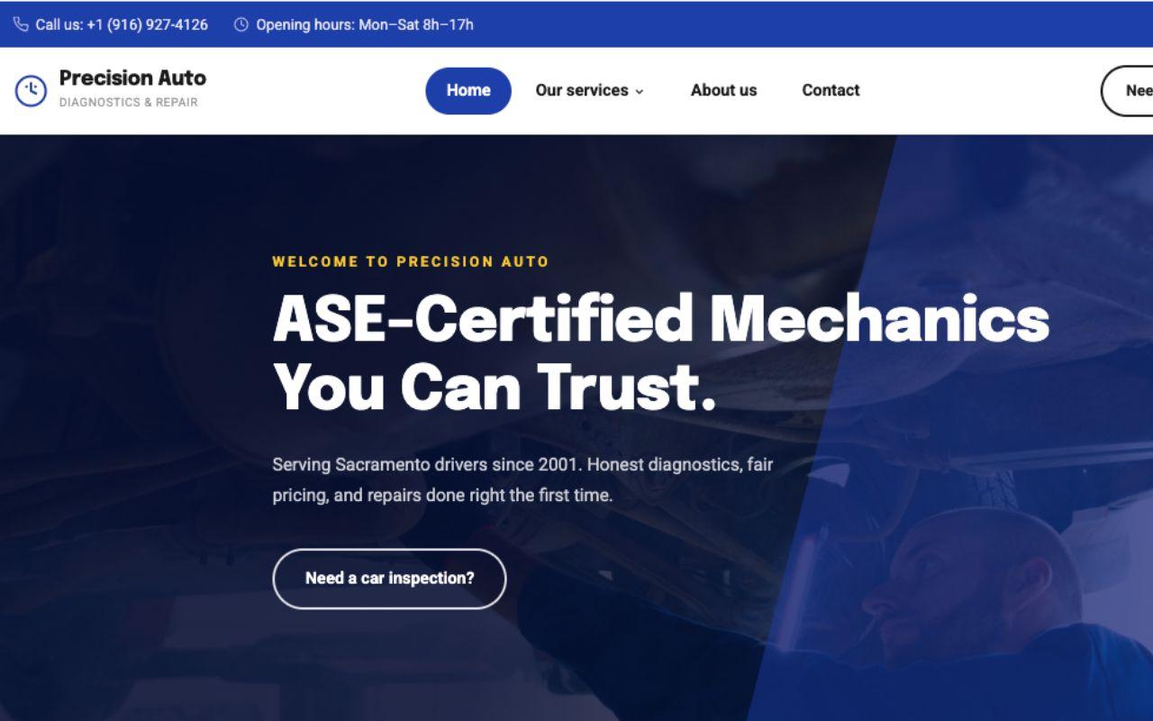 Precision Auto website