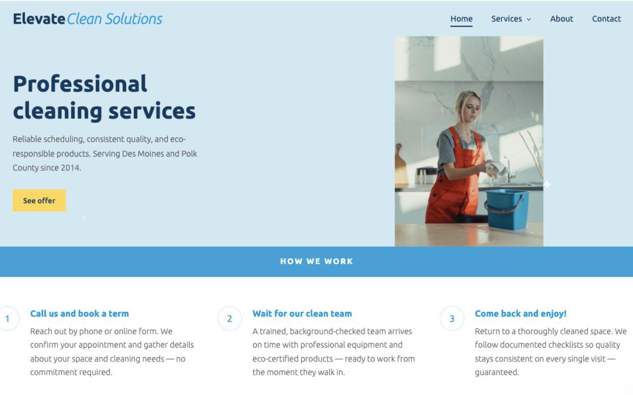 ElevateClean Solutions website