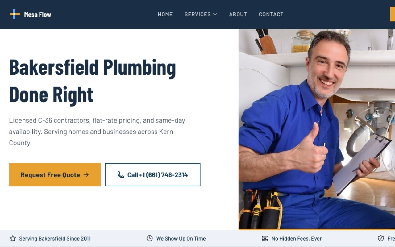 Mesa Flow Plumbing website